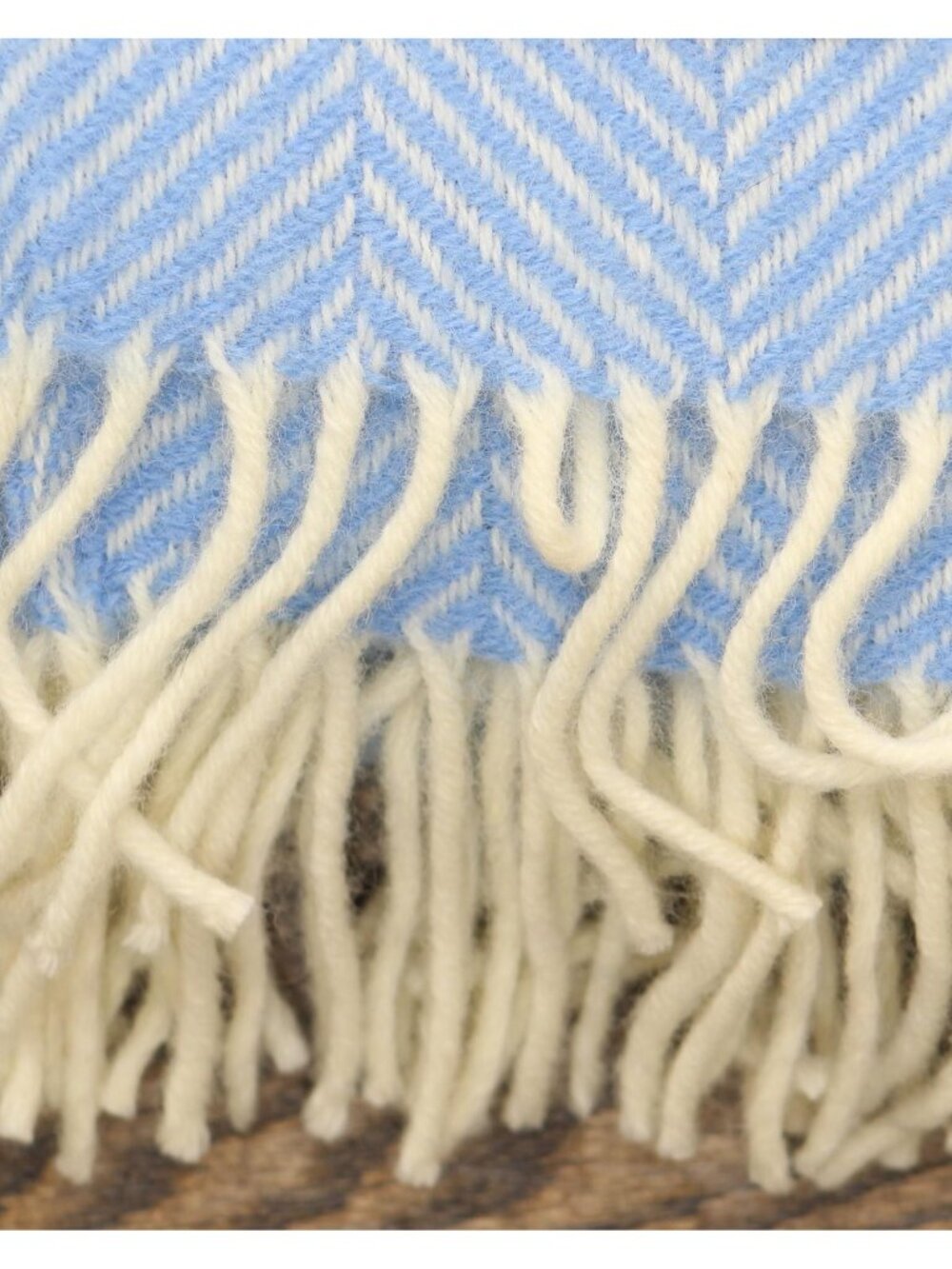NWT Prince Of Scots Tweed Herringbone Pure Oversized Wool Throw Baby Blue 59x72 - Picture 7 of 9